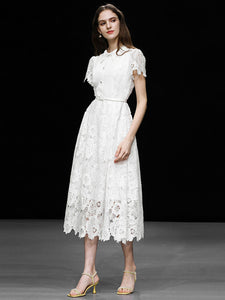 White Lace Short Sleeve 1950S Vintage Dress
