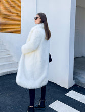 Load image into Gallery viewer, Faux Fur Coat Women V Neck Long Sleeve Maxi Winter Coat