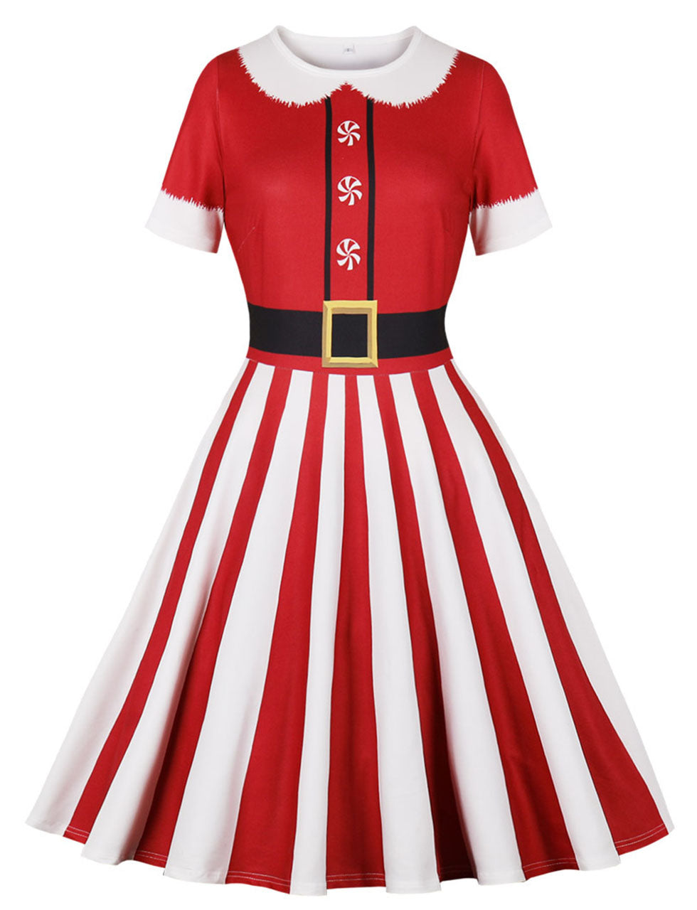 Christmas Red and White 1950S Vintage Swing Dress
