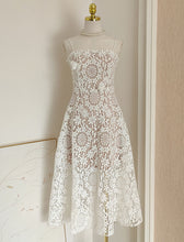 Load image into Gallery viewer, White Flower Lace Tube Swing Party Dress