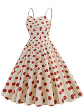 Load image into Gallery viewer, Green Polka Dots Vintage Strap Backless 1950S Vintage Dress