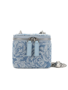 1950S Sweet Denim Rose Box Bag  Vintage Handbag