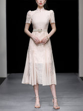 Load image into Gallery viewer, Apricot Stand Collar Mermaid Cheongsam Dress With Pearl Belt