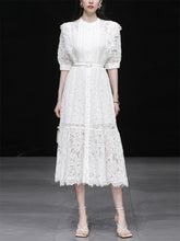 Load image into Gallery viewer, White Lace Ruffled Fairy Dress Wedding 1950S dress