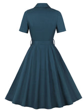 Load image into Gallery viewer, 1950S Turndown Collar Solid Color Short Sleeve Vintage Dress