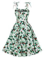 Load image into Gallery viewer, Christmas Green Spaghetti Strap Vintage Swing Dress