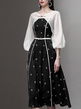 Load image into Gallery viewer, 2PS White 1950S Vintage Cape And Spaghetti Strap Flower Swing Dress Suit