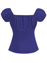 Load image into Gallery viewer, Regencycore 1950s Puff-Sleeve Ruched Top