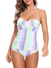 Load image into Gallery viewer, Vintage Inspired Pastel Striped High-Waisted Bikini Set