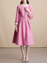 Load image into Gallery viewer, Pink Sequins Long Sleeve Classic 1950S Vintage Dress Coat With Belt
