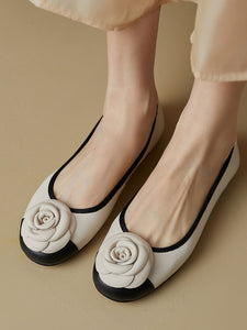 Women's Flat Heel Balletcore Round Toe Leather Vintage Shoes