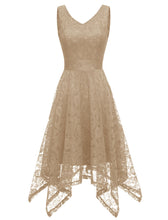 Load image into Gallery viewer, Autumn Lace V Neck Sleeveless Irregular Hem 50s Party Dress