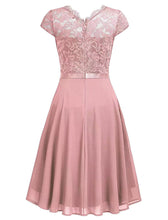 Load image into Gallery viewer, Solid Color Lace Cap Sleeve 50s Party Chiffon Swing Dress