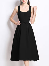 Load image into Gallery viewer, Pink Satin U Neck Sleeveless Bow 1950S Vintage Sweet Party Dress