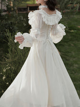 Load image into Gallery viewer, White Victorian Style Off-Shoulder Lace Corset Wedding Gown Wedding Maxi Dress