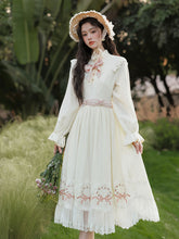 Load image into Gallery viewer, White Edwardian High Neck Lace Embroidered Vintage Dress