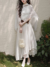 Load image into Gallery viewer, 2PS White Lace Chiffon Cape Vintage Dress Set