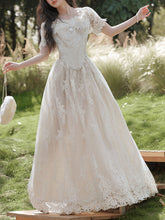 Load image into Gallery viewer, Ivory Victorian Style Lace Corset Wedding Gown Wedding Maxi Dress
