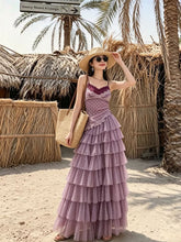 Load image into Gallery viewer, Purple Bohemian Polka Dots Camisole Top and Maxi Skirt Set