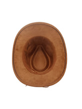 Load image into Gallery viewer, Western Cowboy Hat for Women – Faux Suede Fedora Hat with Braided Band and Gold Feather Accent, Tan Brown Outback Style Jazz Cap