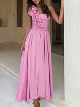 Load image into Gallery viewer, Barbiecore Pink One Shoulder Swimsuit with Bathing Suit Skirt