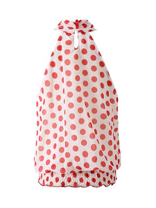 Red Polka Dots Halter 1950S Vintage Top