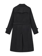Load image into Gallery viewer, Women's Black Double-Breasted Trench Coat with Belt - Classic Long Windbreaker Jacket Slim Fit Overcoat