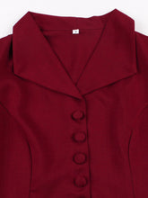 Load image into Gallery viewer, 1950s Women&#39;s Wine Red Peplum Top with Full Circle Skirt Set