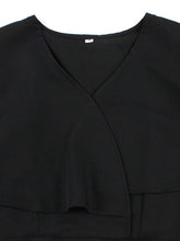 Load image into Gallery viewer, Audrey Hepburn Inspired Black Vintage Dress Elegant V-Neck Flounced Cape Cocktail Gown