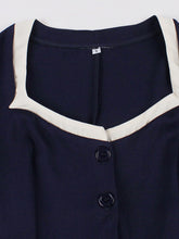 Load image into Gallery viewer, 1950S Navy Short Sleeve Vintage Swing Dress