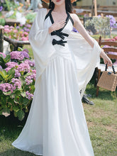 Load image into Gallery viewer, White Halter Neck Backless Vintage Dress