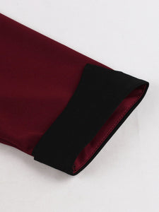 Wine Red Vintage Dress with Sweetheart Neckline and 3/4 Sleeves