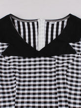 Load image into Gallery viewer, Black White Plaid 1950s Short Sleeve Swing Dress