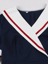 Load image into Gallery viewer, 1950s Vintage Sailor Dress Retro Rockabilly V-Neck Swing Dress