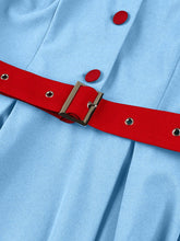 Load image into Gallery viewer, Audrey Hepburn Style Vintage Baby Blue 1950s Cotton Shirt Dress with Pockets