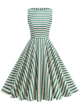 Load image into Gallery viewer, 1950s Vintage Stripe Sleeveless Retro Swing Dress