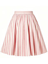 Load image into Gallery viewer, 1950S Pink Vertical Stripe  High Waist Pleated Swing Vintage Skirt