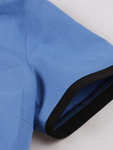 Load image into Gallery viewer, Audrey Hepburn Style Vintage Blue 1950s Cotton Shirt Dress