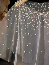Load image into Gallery viewer, Elegant Pearl Bridal Capelet Sheer Tulle Wedding Shawl