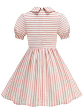 Load image into Gallery viewer, Vintage 1950s Little Girls Pink Stripe Dress with Peter Pan Collar