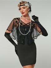 Load image into Gallery viewer, Women's 1920s Sequined Flapper Cape Gatsby Costume Mesh Shawl Wraps for Evening Dress