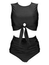 Load image into Gallery viewer, Vintage Inspired High-Waisted Red Bikini Set with Tie-Front Detail