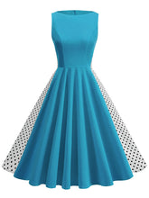 Load image into Gallery viewer, 1950s Vintage Polka Dot Sleeveless Retro Swing Dress