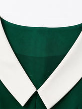 Load image into Gallery viewer, 1960s Dark Green Short Sleeve Bodycon Dress with Contrast White Collar