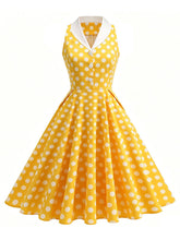 Load image into Gallery viewer, 1950s Vintage Polka Dots Sleeveless Retro Swing Dress