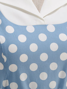 Red Polka Dots Short Sleeve 1950s Vintage Dress