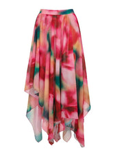 Load image into Gallery viewer, Women's Floral Watercolor One Piece Swimsuit with Mesh Asymmetric Maxi Skirt Set