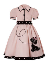 Load image into Gallery viewer, Kids Little Girls' Dress Vintage 1950s Style Poodle Retro Mint &amp; Pink Rockabilly Swing Skirt Dress