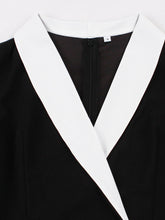 Load image into Gallery viewer, 1950s Vintage Black &amp; White Lapel Short Sleeve Swing Dress