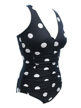 Load image into Gallery viewer, Women's One Piece Swimsuit Retro Polka Dot Bathing Suit V Neck Ruched Tummy Control Monokini